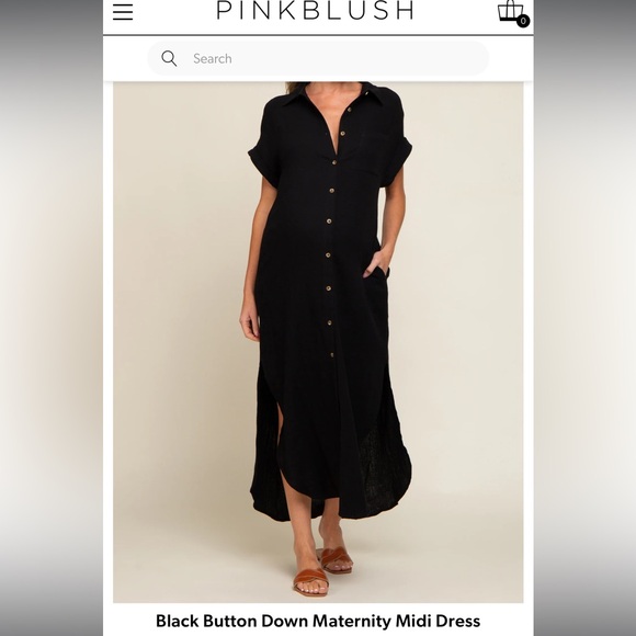 Black Button Down Maternity Dress - Picture 1 of 2